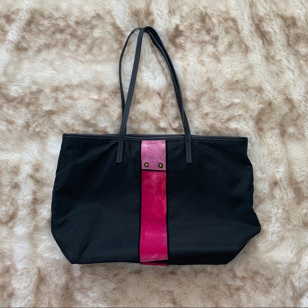 Prada Black & Velvet Nylon Tessuto Ricamo Tote Bag - Picture 2 of 9